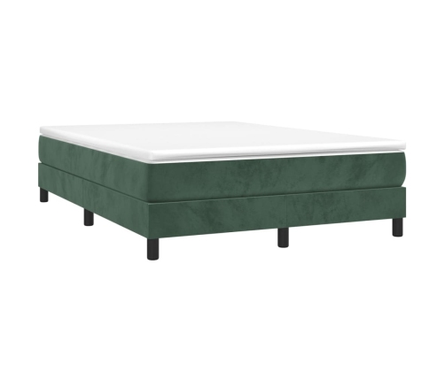 vidaXL Cama box spring con colchón terciopelo verde oscuro 140x190 cm