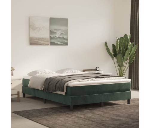 vidaXL Cama box spring con colchón terciopelo verde oscuro 140x190 cm