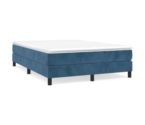 Cama box spring con colchón terciopelo azul oscuro 140x190 cm