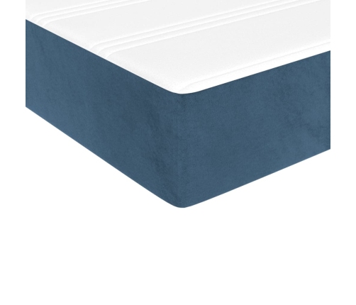 Cama box spring con colchón terciopelo azul oscuro 140x190 cm