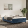 Cama box spring con colchón terciopelo azul oscuro 140x190 cm