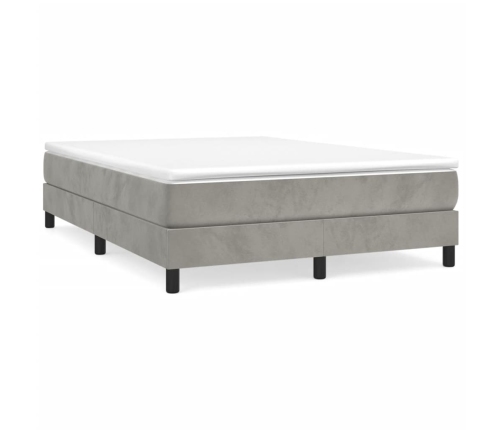 Cama box spring con colchón terciopelo gris claro 140x200 cm