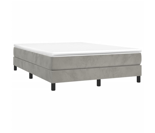 Cama box spring con colchón terciopelo gris claro 140x200 cm