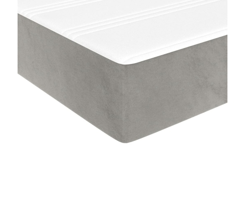 Cama box spring con colchón terciopelo gris claro 140x200 cm