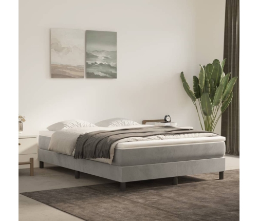 Cama box spring con colchón terciopelo gris claro 140x200 cm