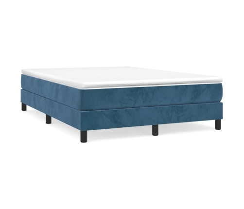 Cama box spring con colchón terciopelo azul oscuro 140x200 cm