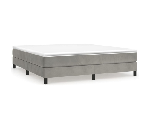 Cama box spring con colchón terciopelo gris claro 160x200 cm