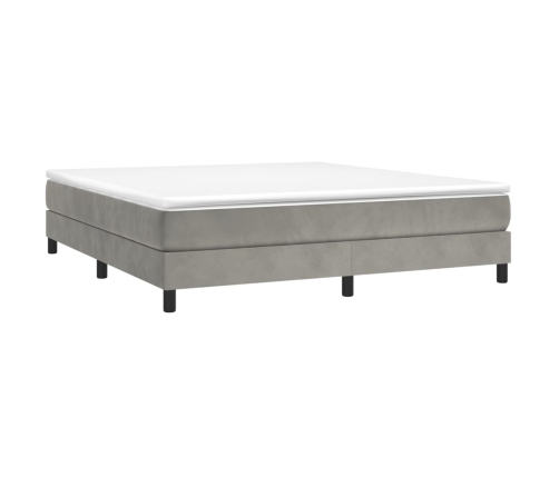 Cama box spring con colchón terciopelo gris claro 160x200 cm