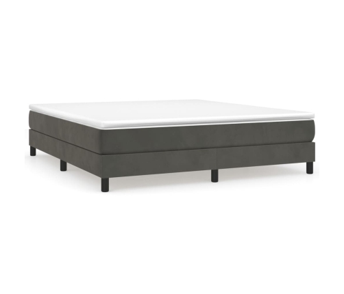 Cama box spring con colchón terciopelo gris oscuro 160x200 cm