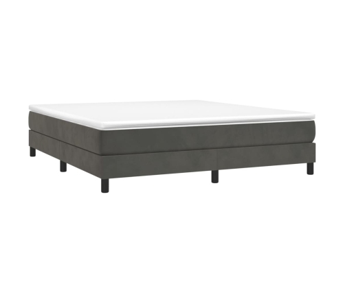 Cama box spring con colchón terciopelo gris oscuro 160x200 cm