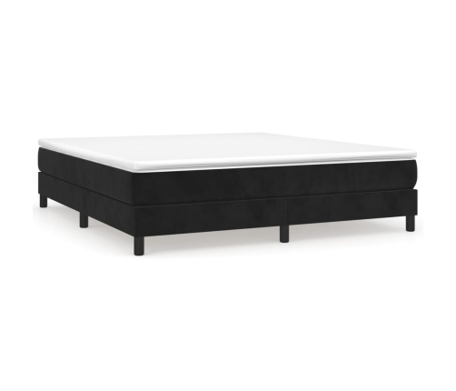 Cama box spring con colchón terciopelo negro 160x200 cm