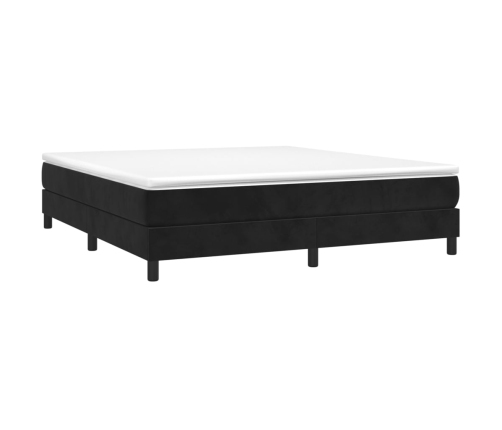 Cama box spring con colchón terciopelo negro 160x200 cm