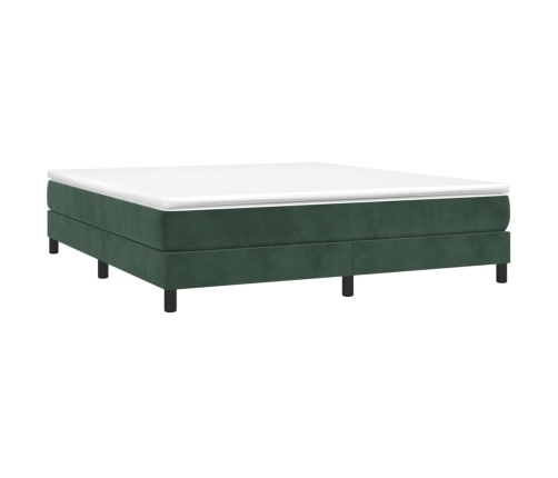 Cama box spring con colchón terciopelo verde oscuro 160x200 cm