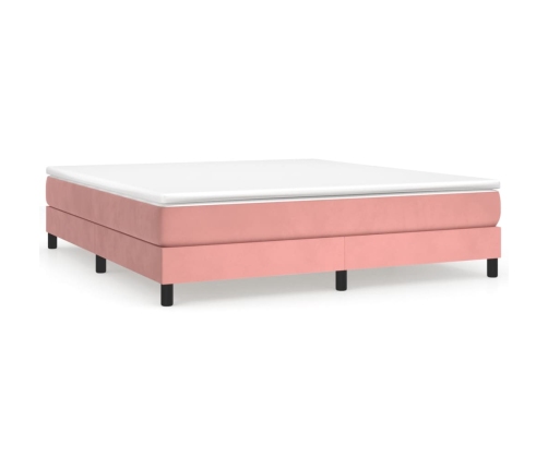 Cama box spring con colchón terciopelo rosa 160x200 cm
