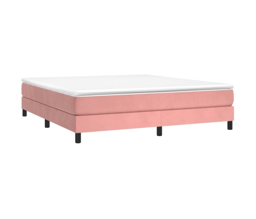 Cama box spring con colchón terciopelo rosa 160x200 cm