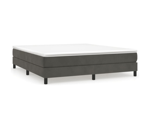 Cama box spring con colchón terciopelo gris oscuro 180x200 cm