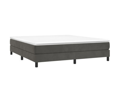 Cama box spring con colchón terciopelo gris oscuro 180x200 cm