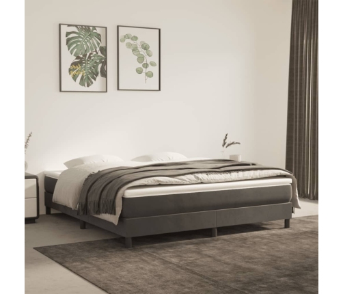 Cama box spring con colchón terciopelo gris oscuro 180x200 cm