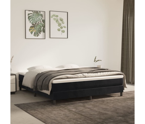 vidaXL Cama box spring con colchón terciopelo negro 180x200 cm