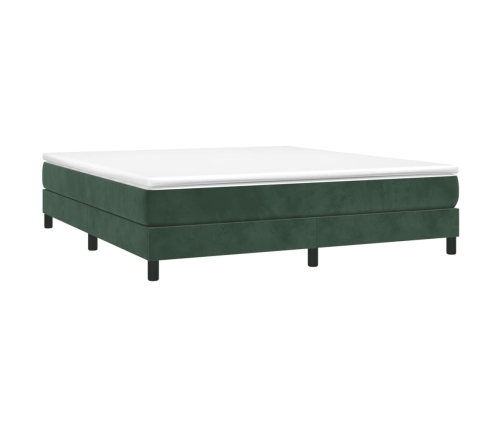 Cama box spring con colchón terciopelo verde oscuro 180x200 cm