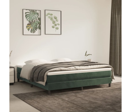 Cama box spring con colchón terciopelo verde oscuro 180x200 cm