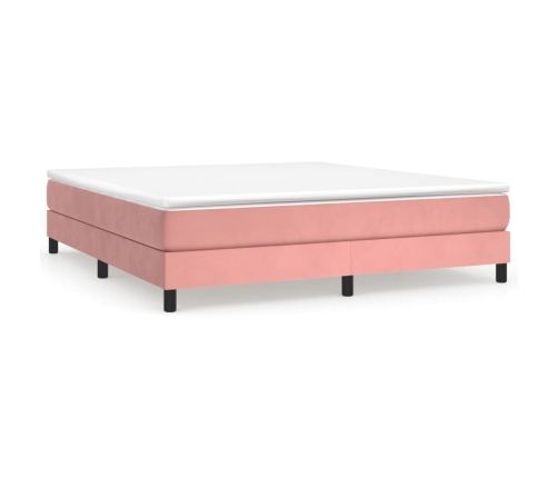 Cama box spring con colchón terciopelo rosa 180x200 cm