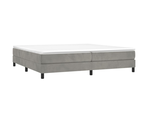 Cama box spring con colchón terciopelo gris claro 200x200 cm