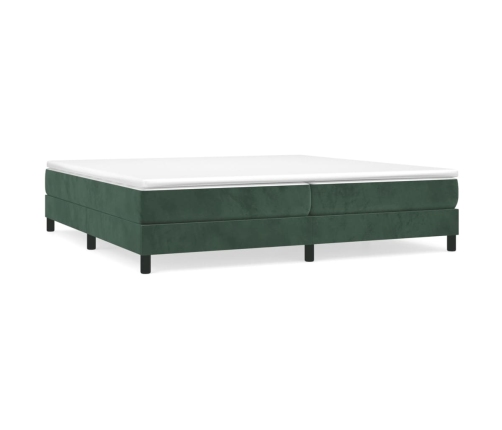 Cama box spring con colchón terciopelo verde oscuro 200x200 cm