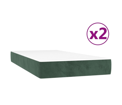 Cama box spring con colchón terciopelo verde oscuro 200x200 cm