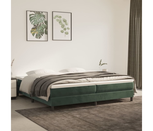 Cama box spring con colchón terciopelo verde oscuro 200x200 cm