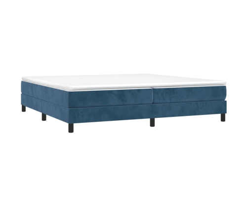 Cama box spring con colchón terciopelo azul oscuro 200x200 cm