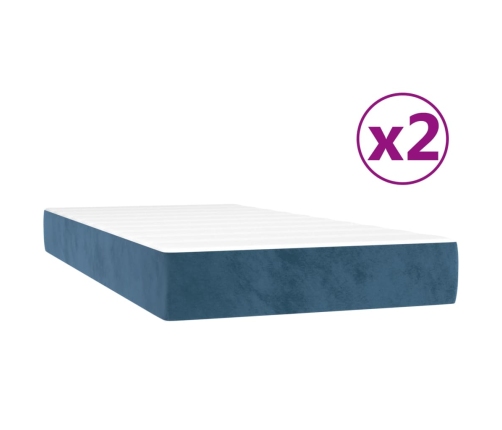 Cama box spring con colchón terciopelo azul oscuro 200x200 cm