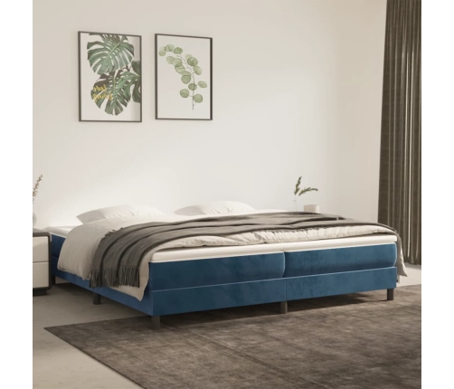 Cama box spring con colchón terciopelo azul oscuro 200x200 cm