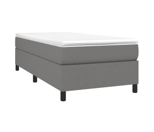 Cama box spring con colchón tela gris oscuro 80x200 cm