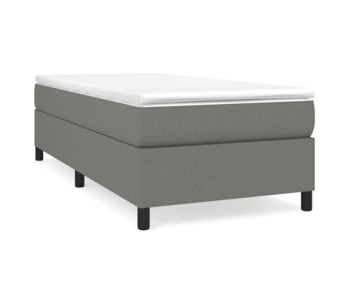 Cama box spring con colchón tela gris oscuro 90x190 cm