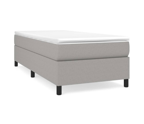 vidaXL Cama box spring con colchón tela gris claro 90x200 cm