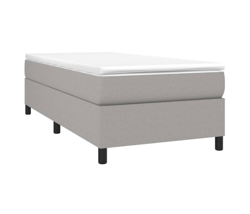 vidaXL Cama box spring con colchón tela gris claro 90x200 cm