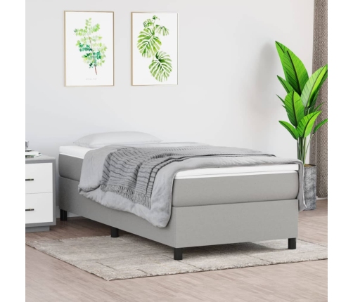 vidaXL Cama box spring con colchón tela gris claro 90x200 cm