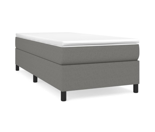 Cama box spring con colchón tela gris oscuro 90x200 cm
