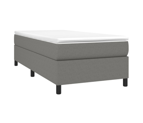 Cama box spring con colchón tela gris oscuro 90x200 cm