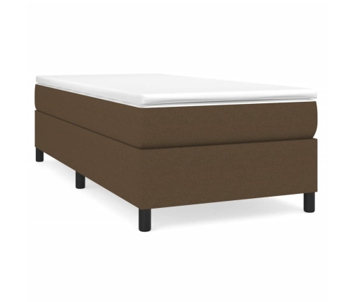 Cama box spring con colchón tela marrón oscuro 100x200 cm