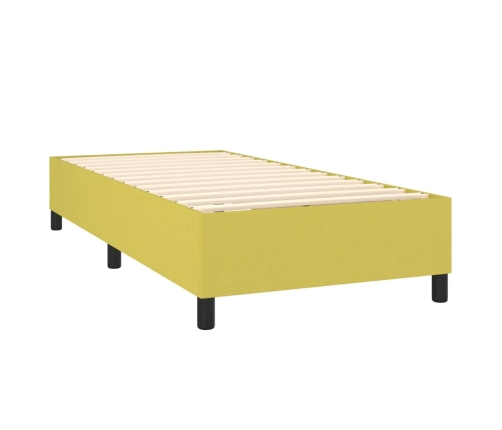 Cama box spring con colchón tela verde 100x200 cm