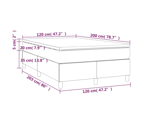 Cama box spring con colchón tela gris claro 120x200 cm