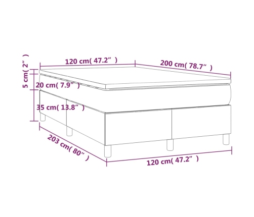 Cama box spring con colchón tela gris oscuro 120x200 cm