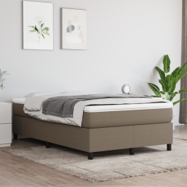 Cama box spring con colchón tela gris taupe 120x200 cm