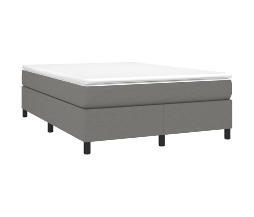 Cama box spring con colchón tela gris oscuro 140x190 cm