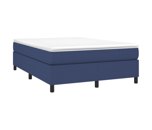 Cama box spring con colchón tela azul 140x190 cm