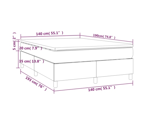 Cama box spring con colchón tela azul 140x190 cm