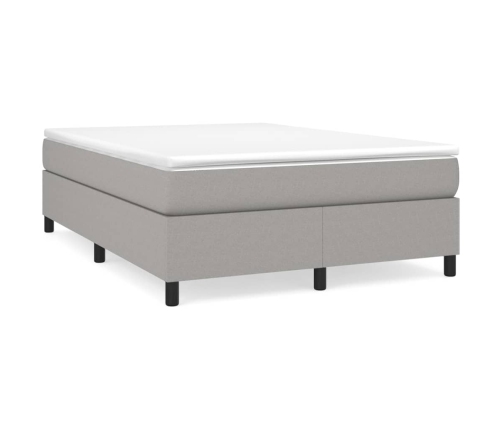 Cama box spring con colchón tela gris claro 140x200 cm