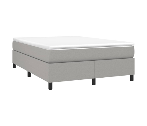 Cama box spring con colchón tela gris claro 140x200 cm